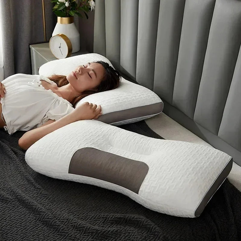 2Pcs Neck Pillow Help Sleep And Protect The Neck Cervical Orthopedic Household Soybean Fiber SPA Massage Pillow For Sleeping